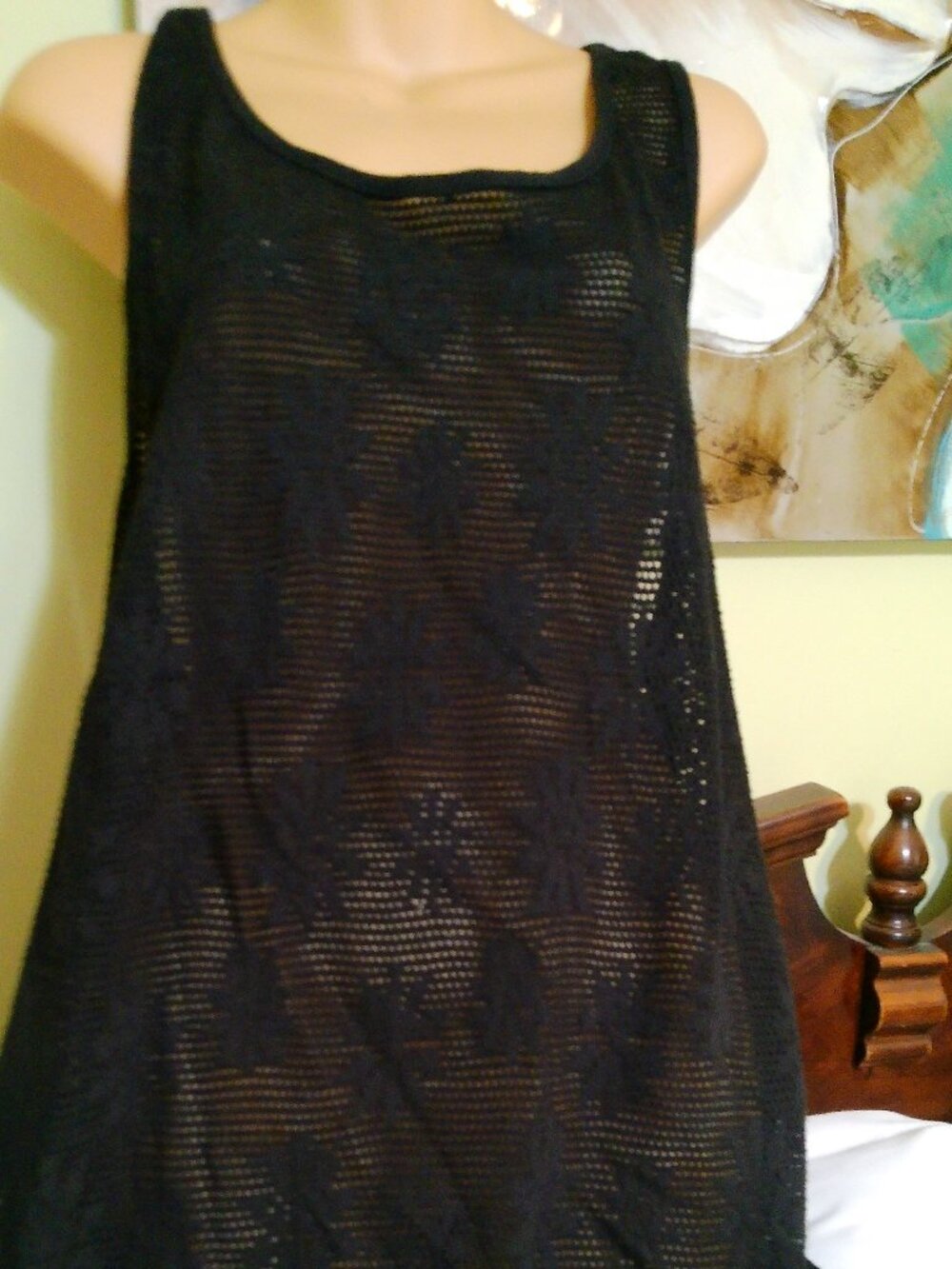 VINTAGE BEACH CABANA WOMAN SIZE XL BLACK COVERUP GOOD CONDITION